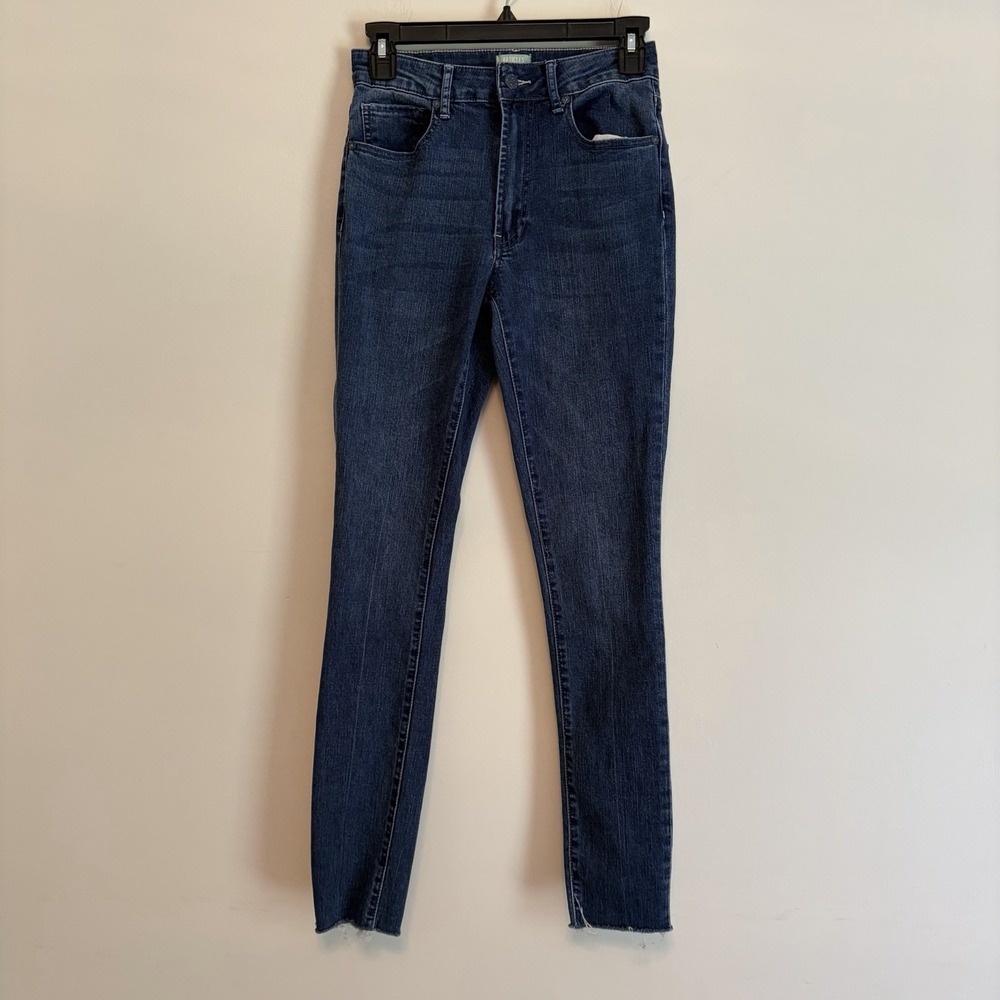 Articles Of Society 0 / 25 The Swift Mid Rise Skinny Blue Denim Jeans Raw‎ Hem